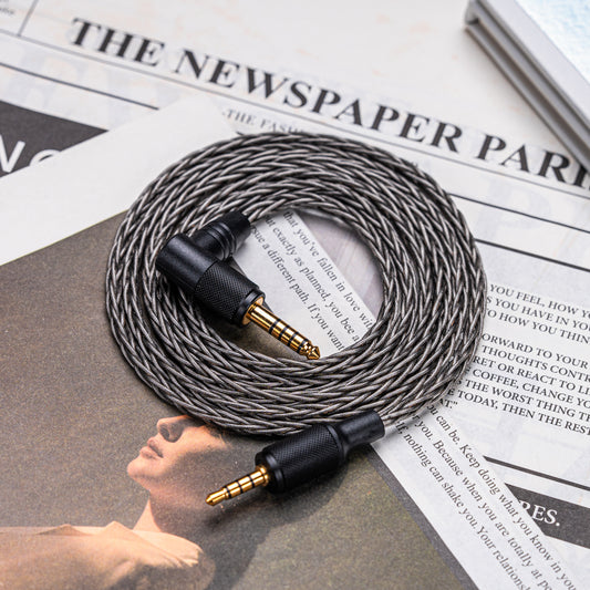 YSI Graphite Braided Aux Cable | 3.5mm Right Angle to Straight Plug