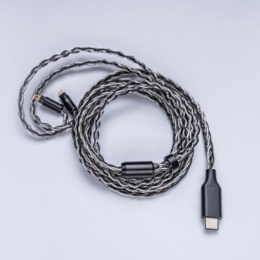 YSI Black & White Braided IEM Cable | 0.78mm 2-Pin to USB-C DAC | Mic / No Mic Options