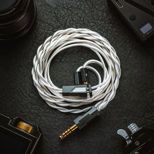 YSI Silver Chamfer IEM Cable | White Braided | 0.78mm 2-Pin