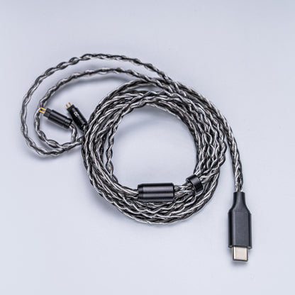 YSI Black & White Braided IEM Cable | 0.78mm 2-Pin to USB-C DAC | Mic / No Mic Options