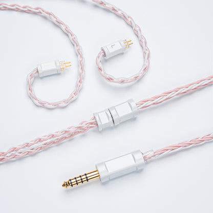 YSI Sakura Pink & White Braided IEM Cable | 0.78mm 2-Pin to 4.4mm Balanced