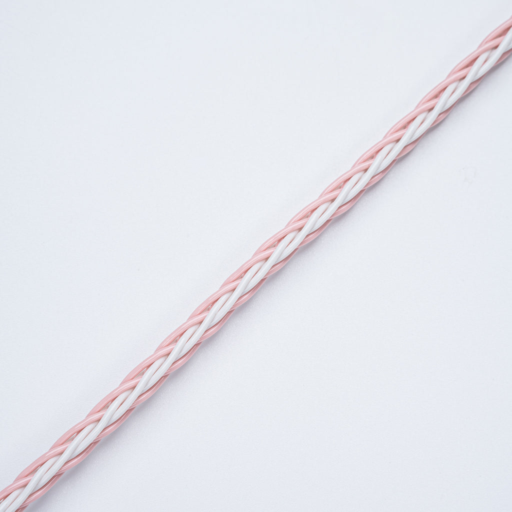 YSI Sakura Pink & White Braided IEM Cable | 0.78mm 2-Pin to 4.4mm Balanced