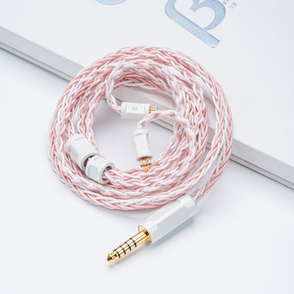YSI Sakura Pink & White Braided IEM Cable | 0.78mm 2-Pin to 4.4mm Balanced