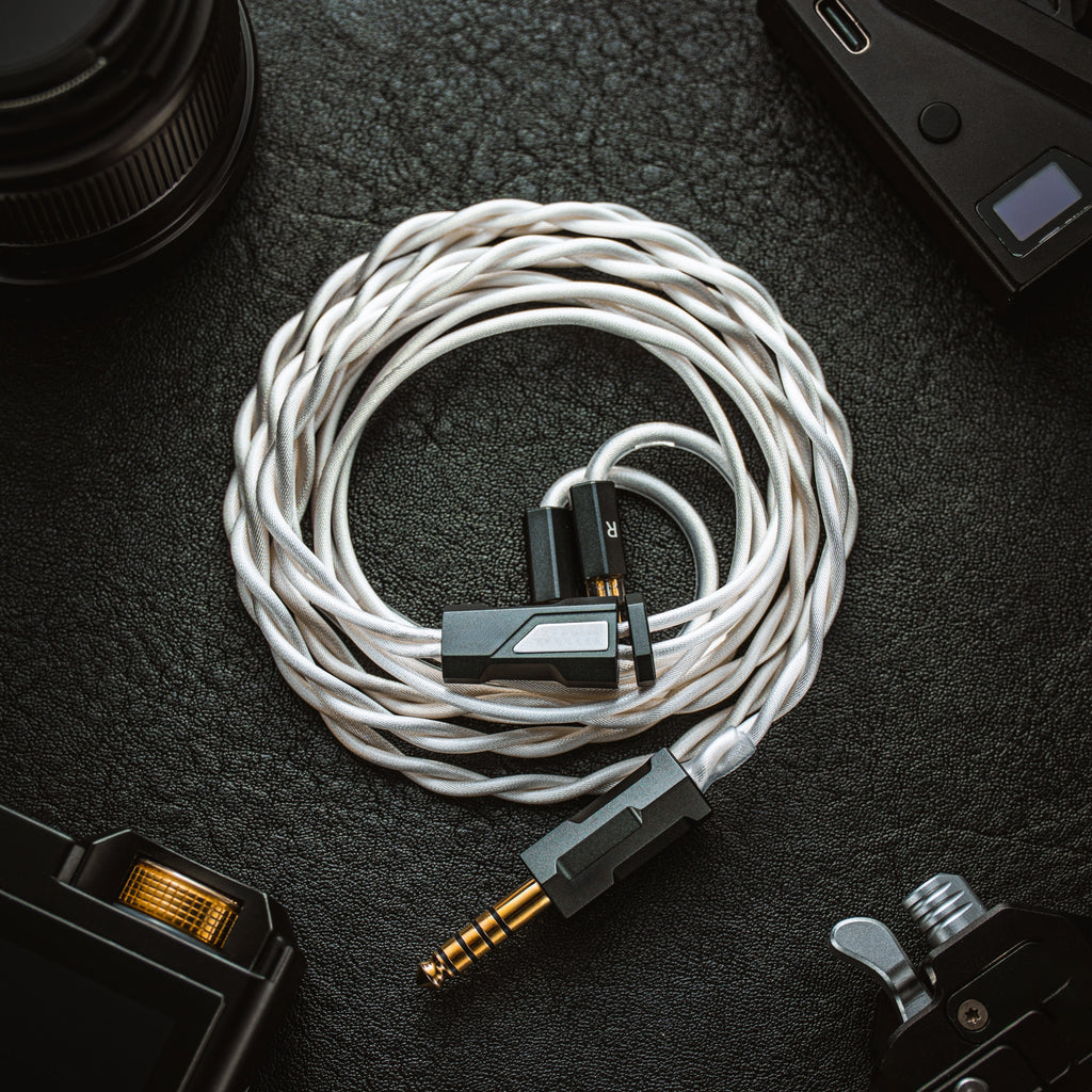 YSI Silver Chamfer IEM Cable | White Braided | 0.78mm 2-Pin