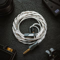 YSI Silver Chamfer IEM Cable | White Braided | 0.78mm 2-Pin