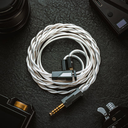YSI Silver Chamfer IEM Cable | White Braided | 0.78mm 2-Pin